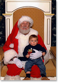 A stoic Michael Sheehan and Santa